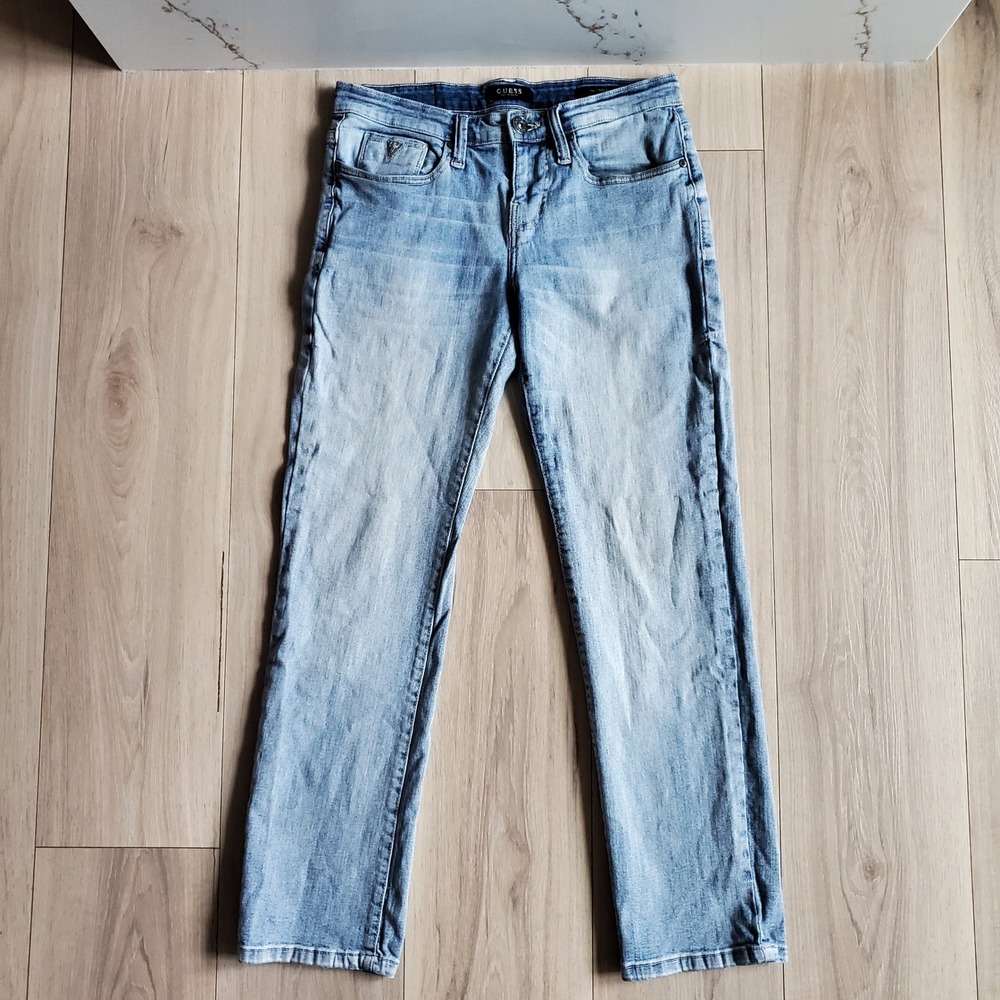 Guess Jeans Mens 30 Light Blue Denim Slim Straight Leg Casual Streetwear